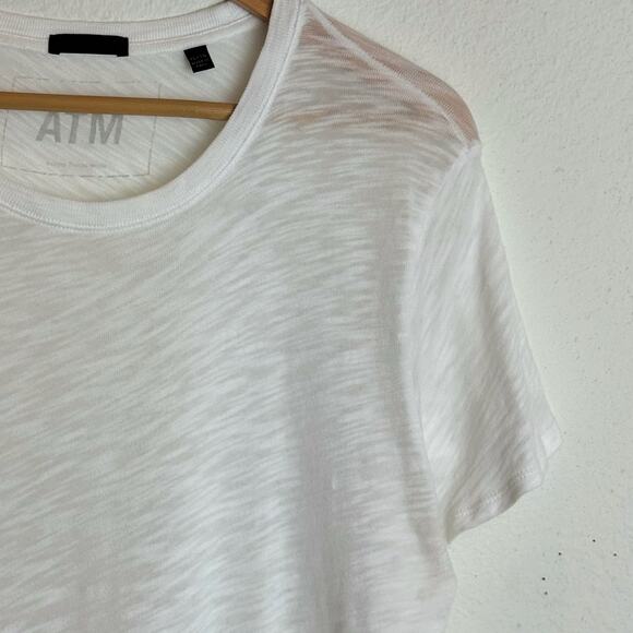 ATM Anthony Thomas Melillo White Slub Cotton Tee Shirt XL Lightweight Sheer Top - Picture 11 of 12